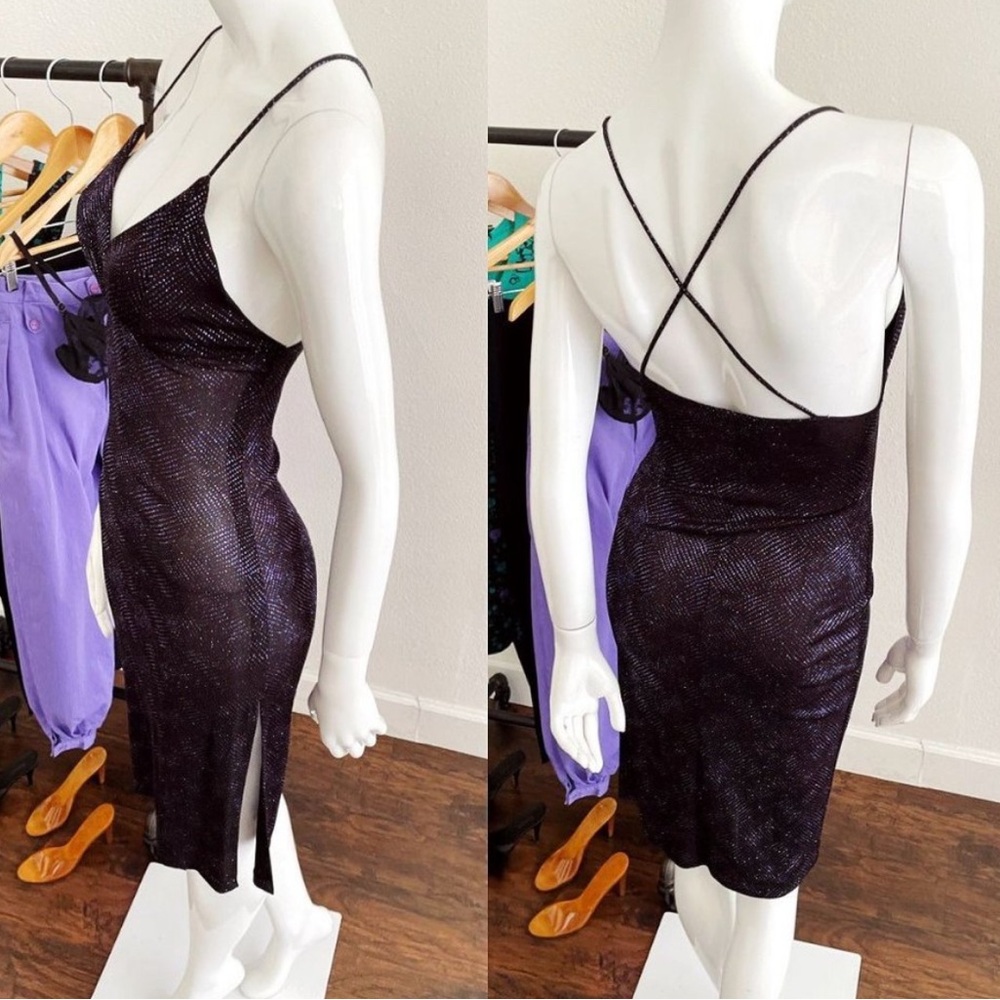 CGV SHOP- Vintage Shimmery Bodycon Slip Midi Dress